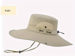 Men's Foldable Casual White Denim Bucket Hat With Hood Rope For Outdoor Mountaineering Fishing
