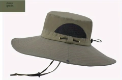 Men's Foldable Casual White Denim Bucket Hat With Hood Rope For Outdoor Mountaineering Fishing