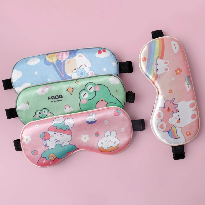 子供用サテンシルクアイマスク プリント柄 快適な睡眠 目の健康に欠かせないアイカバー