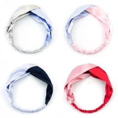 高級ヘアアクセサリー 100% サテン クロス ワイド ヘッドバンド 女性用