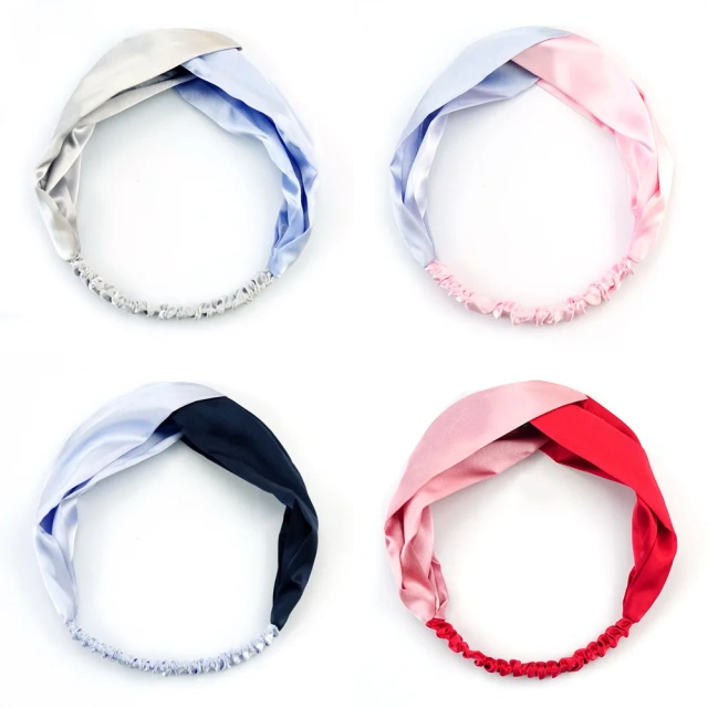 高級ヘアアクセサリー 100% サテン クロス ワイド ヘッドバンド 女性用