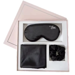 高級シャルムーズ ボックス ピローケース サテン スリーピング アイマスク セット