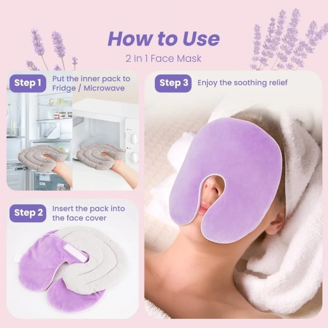 顔用マイクロ波加熱パッド、副鼻腔圧緩和用の温冷温湿布、片頭痛、緊張、頭痛用の副鼻腔緩和マスク