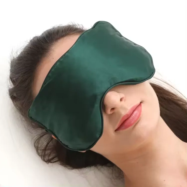 交換可能な自然ハーブの湿熱・冷却療法を備えた、カスタム加重電子レンジ対応亜麻仁アイマスク