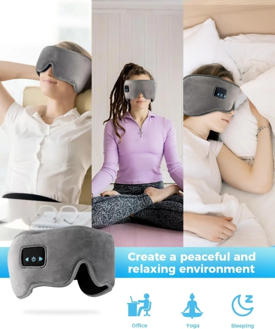 横向き寝用ヘッドホンヘッドバンド、ワイヤレス Bluetooth スピーカー付きスリープマスク