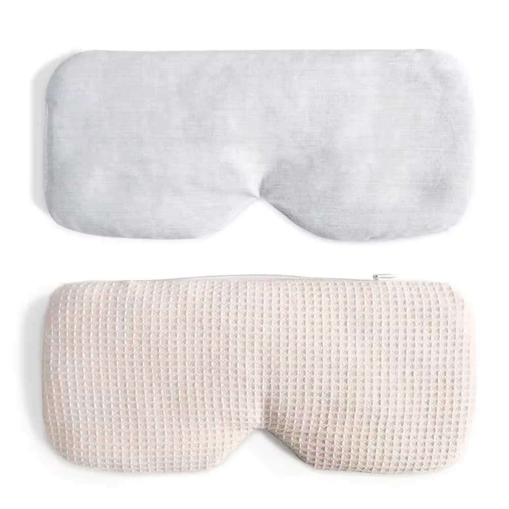 Pink Organic Linen 100% Cotton Yoga Eye Pillow Filled with Flaxseed and Lavender Moist Heat for Dry Eye