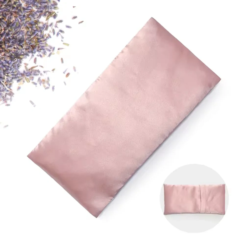 Silk Microwaveable Eye Pillow Aroma Therapy Lavender Scented with Unbleached Cotton Heat weighted Eye Pillow For Meditation