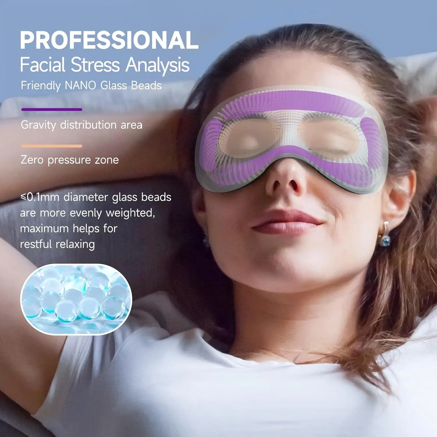 Weighted Eye Mask,Sleep Eye Pillow with Glass Bead & Adjustable Strap Eye Cover Migraine Headache Sinus Pain Relief