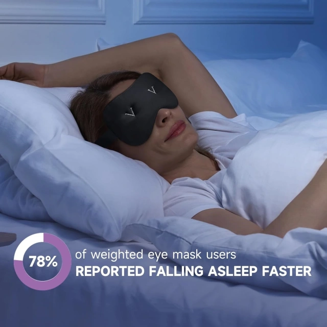 Weighted Eye Mask,Sleep Eye Pillow with Glass Bead & Adjustable Strap Eye Cover Migraine Headache Sinus Pain Relief