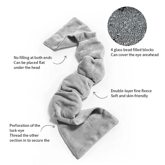 重みのあるアイマスク 優しい圧力の睡眠マスク ガラスビーズ入り枕 睡眠に柔らかい