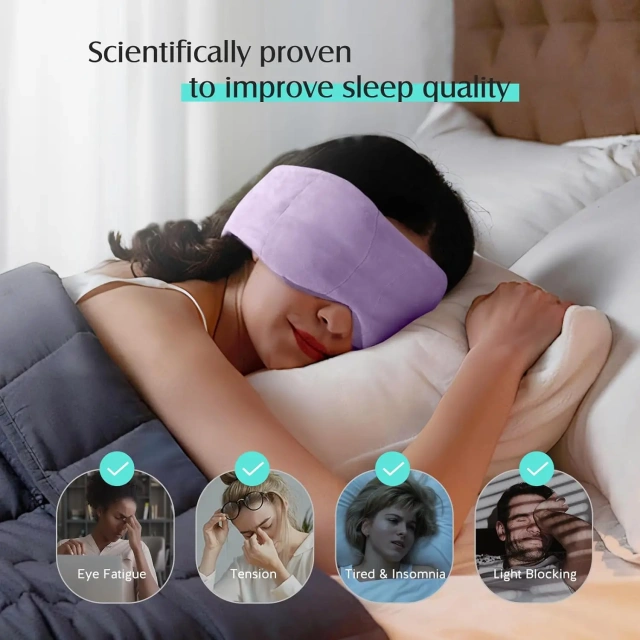 加重アイマスク、光を遮断、目の圧力ゼロ、ビーズ付き睡眠用アイカバー、リラクゼーションと旅行用の目隠し