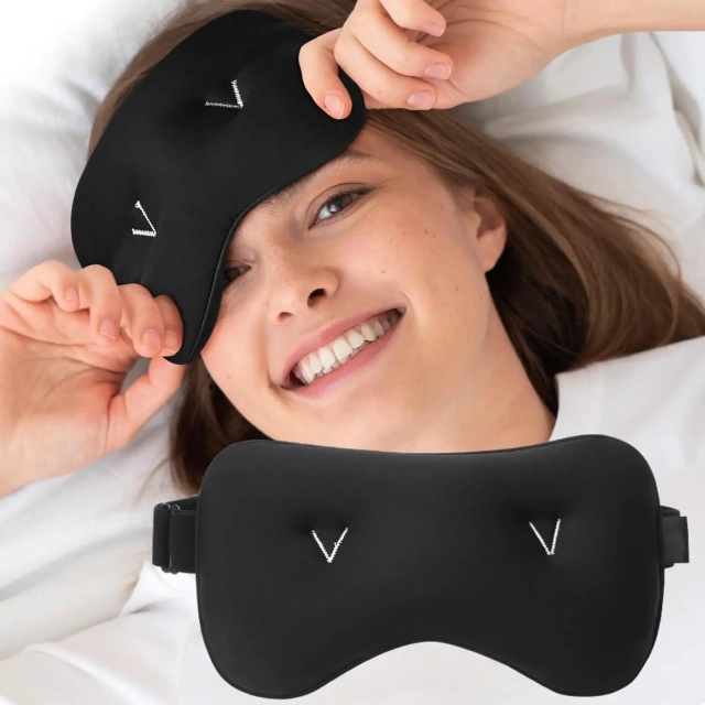 Weighted Eye Mask,Sleep Eye Pillow with Glass Bead & Adjustable Strap Eye Cover Migraine Headache Sinus Pain Relief
