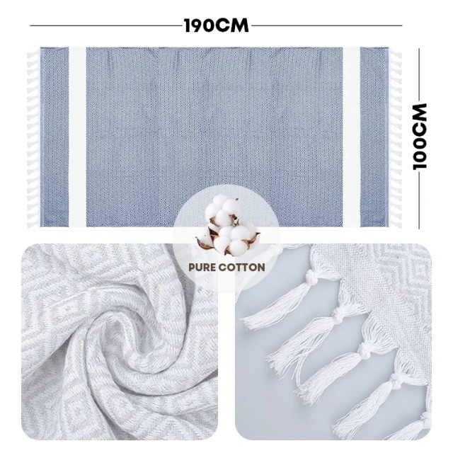 Turkish Cotton Sand Free Quick Drying Lightweight Travel Towel Absorbent Jacquard Turkish Fouta Beach Towel With Tassels