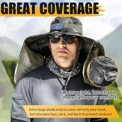 Factory Wide Brim Solar Fan Outdoor Fishing Hat for Men and Women with USB Charging Upf 50