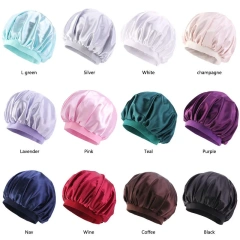 Women Satin Hair Wrap Sleep Hair  Bonnet  Head Wear Bonnet With Wide  Elastic Band