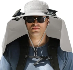 Factory Wide Brim Solar Fan Outdoor Fishing Hat for Men and Women with USB Charging Upf 50