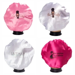 Custom Bonnets With Logo Women's Satin Double Layer Hat Sleep Hair Care Soft Bling Bonnets