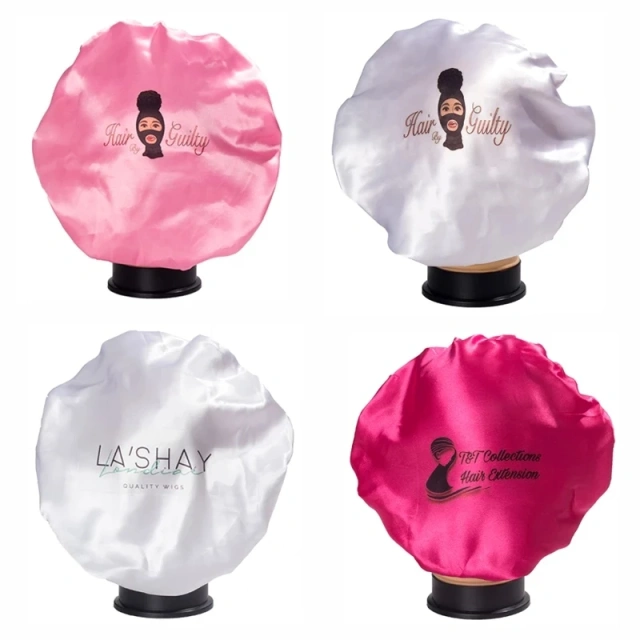 Custom Bonnets With Logo Women's Satin Double Layer Hat Sleep Hair Care Soft Bling Bonnets