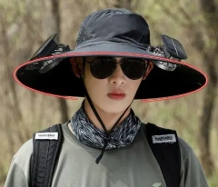 High Quality Outdoor Fishing Hiking Travel Summer Upf50+ Wide Brim Sunscreen Sun Hat With Dual Solar Charging Fan