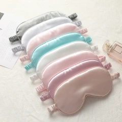カスタムロゴデザイン刺繍デジタルプリント両面サテンシルクアイシェード無地睡眠用アイマスクカバー、ゴムバンド付き