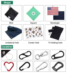 Wholesale Custom Logo Printed Golf Waffle Towels With Hook and Pocket Microfiber Weave Golf Towel