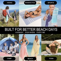 High Quality Sand Proof Custom Soft 100*180cm 200gsm Cotton Turkish Beach Towel