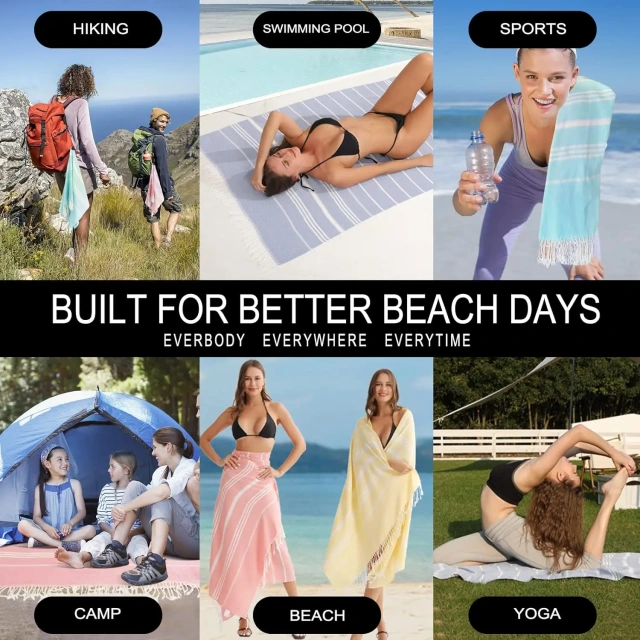 High Quality Sand Proof Custom Soft 100*180cm 200gsm Cotton Turkish Beach Towel