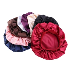 Women Satin Hair Wrap Sleep Hair  Bonnet  Head Wear Bonnet With Wide  Elastic Band