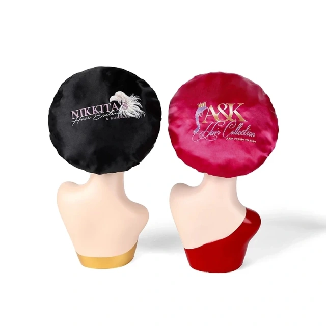 Custom Bonnets With Logo Women's Satin Double Layer Hat Sleep Hair Care Soft Bling Bonnets