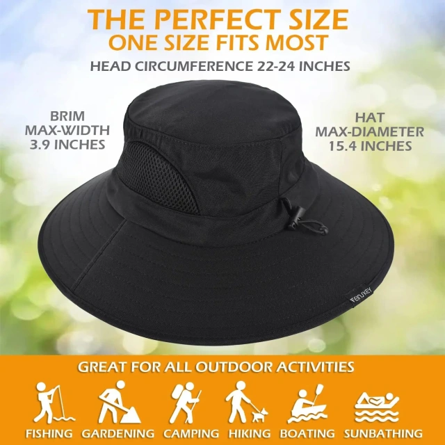 Custom Logo Sun Hat for Men Women Waterproof Wide Brim Bucket Hat Foldable Boonie Hat for Fishing Hiking Garden Safari Beach