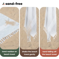 Turkish Cotton Sand Free Quick Drying Lightweight Travel Towel Absorbent Jacquard Turkish Fouta Beach Towel With Tassels