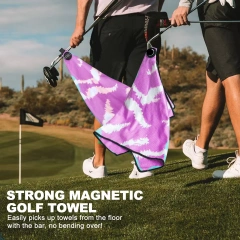 Wholesale Custom Logo Printed Golf Waffle Towels With Hook and Pocket Microfiber Weave Golf Towel