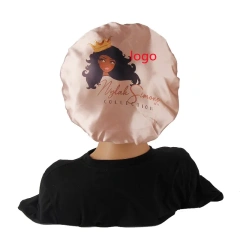 Custom Bonnets With Logo Women's Satin Double Layer Hat Sleep Hair Care Soft Bling Bonnets