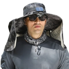High Quality Summer Outdoor Solar Rechargeable Adjustable Fisherman Hat Cooling Sunshade Sunscreen Bucket Hat With Solar Fans