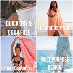 High Quality Sand Proof Custom Soft 100*180cm 200gsm Cotton Turkish Beach Towel