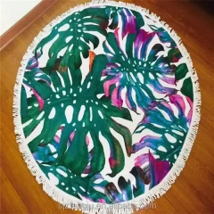 Custom Best Selling Cheap Large High Quality Softest Wholesale Custom Microfiber Round Beach Towel and Bag with Tassel