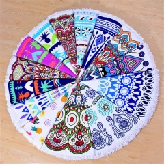 Custom Best Selling Cheap Large High Quality Softest Wholesale Custom Microfiber Round Beach Towel and Bag with Tassel