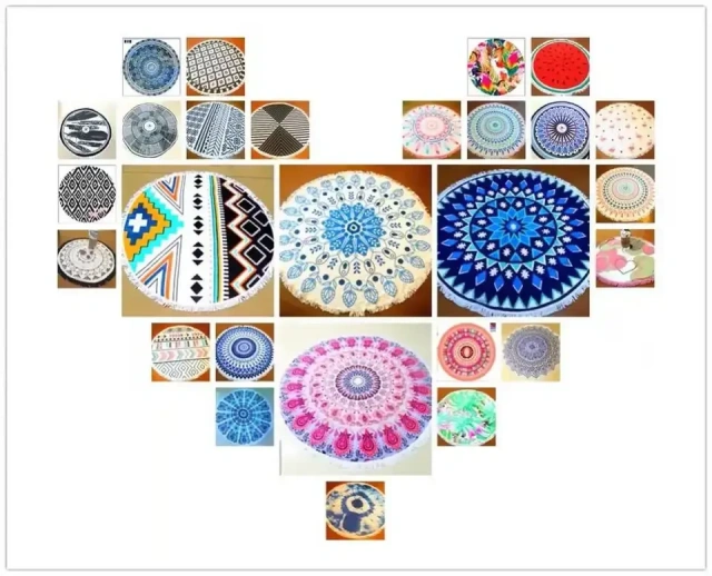 Custom Best Selling Cheap Large High Quality Softest Wholesale Custom Microfiber Round Beach Towel and Bag with Tassel