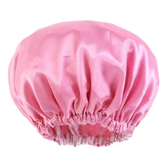 Wholesale Reusable Waterproof EVA Inner Shower Cap with Elastic Satin Women Bath Cap Accessories