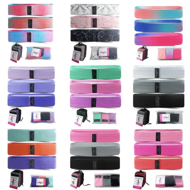 カスタムジムプリントブーティバンドファブリックフィットネスヒップ弾性サークルヨガエクササイズ臀部抵抗バンド