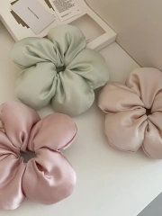 Korean Sponge flower large silk scrunchies for women 2024 new satin flower hair scrunchies hair band