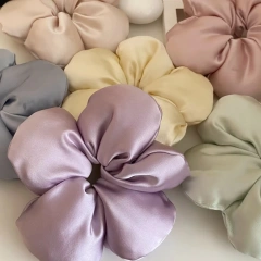 Korean Sponge flower large silk scrunchies for women 2024 new satin flower hair scrunchies hair band