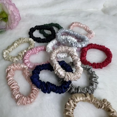 小さいサイズのサテンシュシュ 1cm スリムサイズのヘアシュシュ サテン伸縮性ヘアタイ