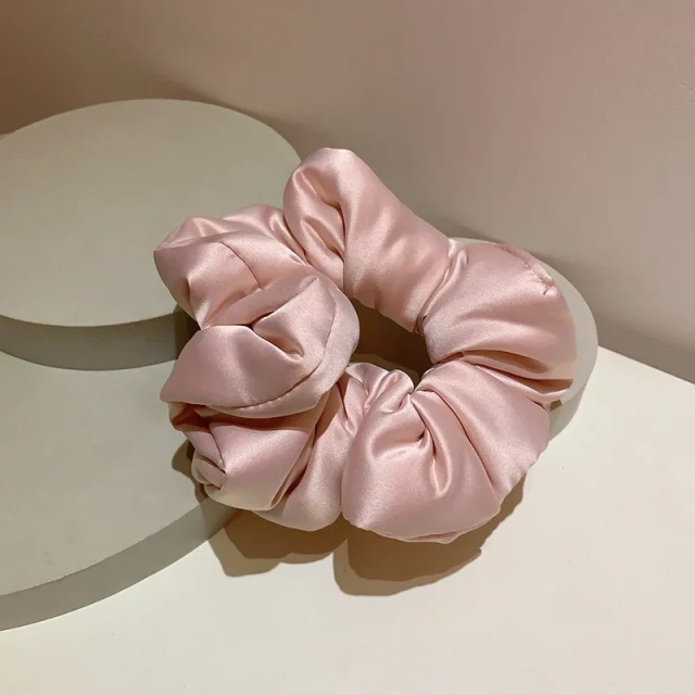 フレンチワイド スーパーソフト ステインヘアシュシュ スイート 無地 パッド入り 枕シュシュ フォーム充填 伸縮性ヘアタイ ヘッドバンド