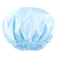 Wholesale Reusable Waterproof EVA Inner Shower Cap with Elastic Satin Women Bath Cap Accessories