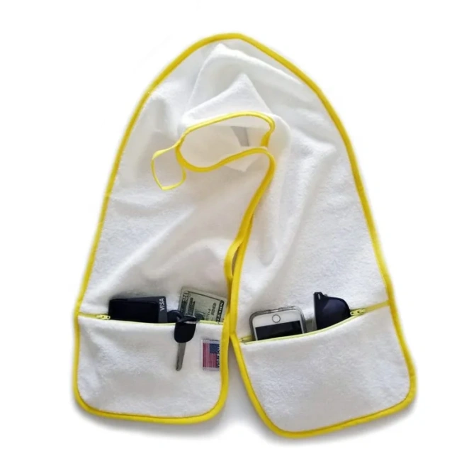 Gym use 100% cotton sports towel custom logo fitness towel with zipper pocket