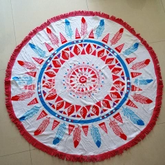OEM Circular Printed Microfiber Beach Towel Fringe Hawaii Round Beach Towel With Tassel