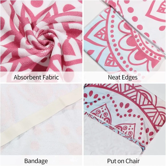 Microfiber Terry Beach Chair Cover Towel with Hood and Side Pocket Fitted Beach Towel for Lounge Chairs