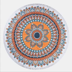 OEM Circular Printed Microfiber Beach Towel Fringe Hawaii Round Beach Towel With Tassel