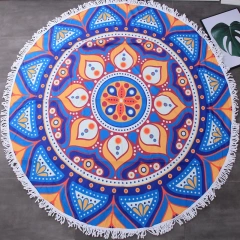 OEM Circular Printed Microfiber Beach Towel Fringe Hawaii Round Beach Towel With Tassel